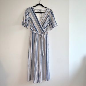 Francesca’s Blue Striped Ankle Pant Suit